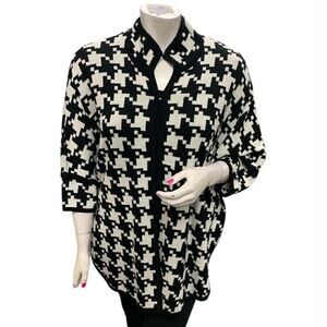 Kasper Black and White Geometric Jacket Size XL